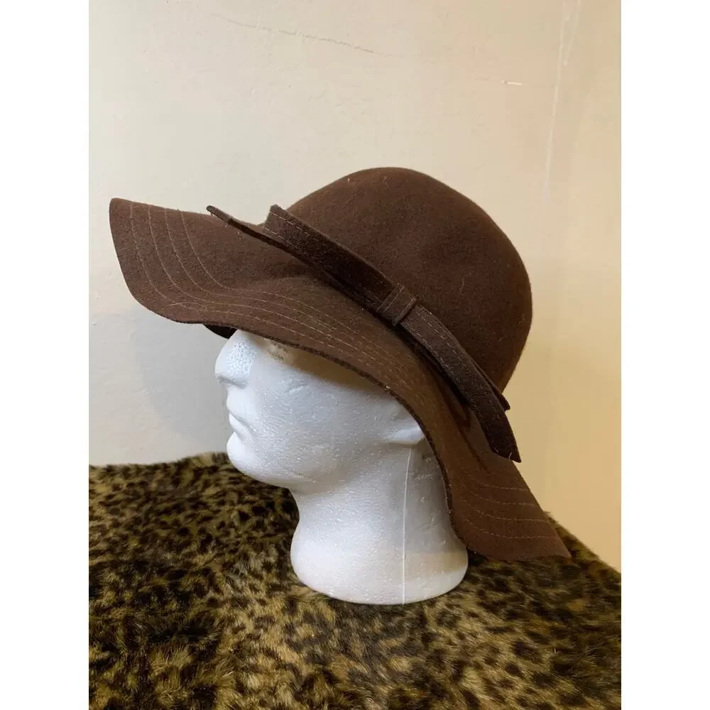 Wool Hat Brown Color Women One Size Fit All